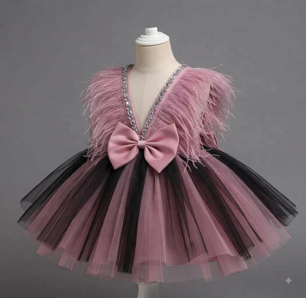 Dusty Pink & Onyx Feather Magic Frock